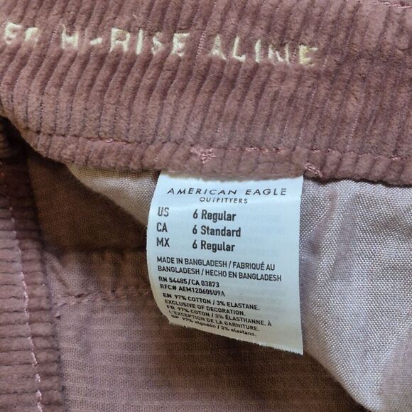 American Eagle Super Stretch Super Hi-Rise Corduroy Skirt 6 Mauve Front Full Zip - Picture 5 of 7